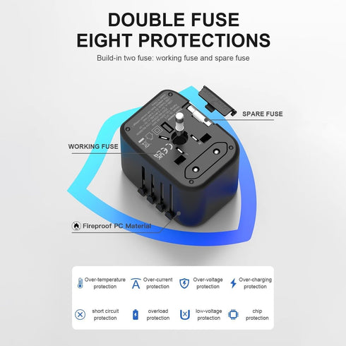 ADAGIO All in One Universal Travel Adapter, International Travel Plug Adapter with 2 USB-C Ports 2 USB-A Ports 100V-250V, 8A Fast Charging, Worldw...