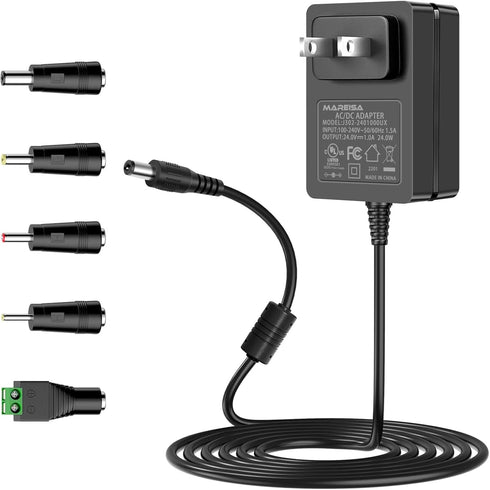 24V Power Supply, 24V 1A AC Adapter DC Power Cord for LED Strip Light CCTV Camera Bluetooth Speaker Nail Lamp Air Cleaner Massage Gun Mini Printer...