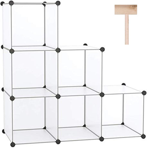 C&AHOME Cube Storage Organizer, 6-Cube Shelves Units, Closet Cabinet, DIY Plastic Modular Book Shelf, Ideal for Bedroom, Living Room, Office, 36.6...