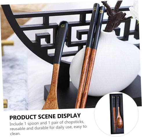 1 set Chinese Portable Friendly Party Lunch Chopsticks Picnic Cutlery and Dinner Home Wooden Style Table Pouch Tableware Reusable Case Flatware Di...