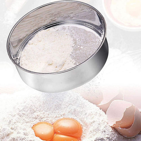 2 pack (60/40 Mesh) Professional 6/8/9.5 Inch, Round Flour Sifter for Baking - Flour Sieve Fine Mesh - Premium Rustproof Stainless Steel (8" (20 C...