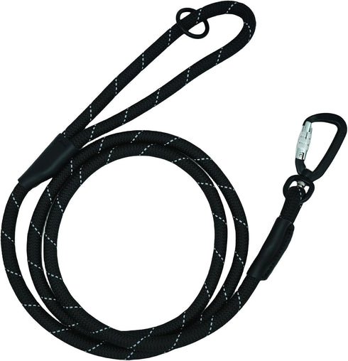 Carabiner Dog Leash 6ft, Durable Nylon Rope with Aviation Aluminum Carabiner Reflective at Night for Small Medium Large Dogs (Black, 6FT*11MM)...