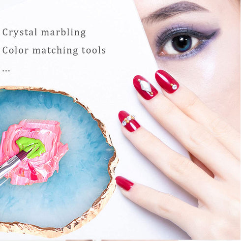 2 Pieces Resin Nail Art Palette, Nail Art Painting Gel Palette Gold Edge Nail Gel Color Makeup Display Board Nail Art Display Cosmetic Mixing Tool...