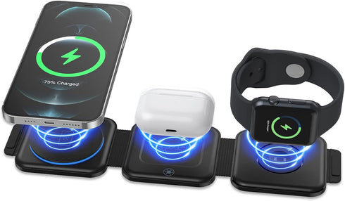 3 in 1 Magnetic Foldable Wireless Charger, Ankilo Wireless Charging Station for Travel,Portable Wireless Charging Station...