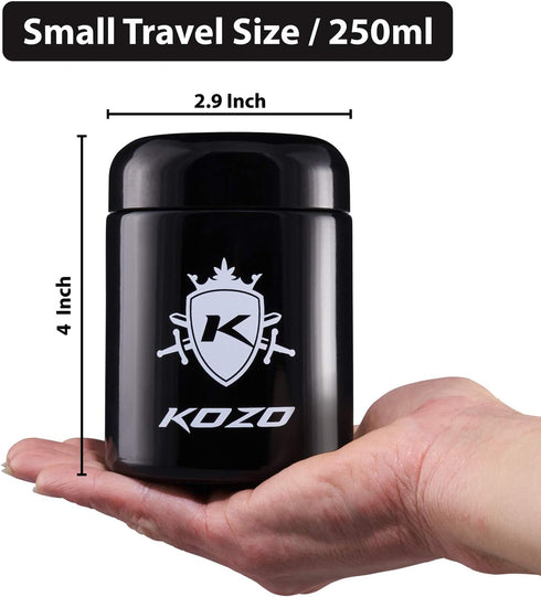 KOZO Black Glass Airtight Storage Jar, with UV Protection. Airtight Container with Humidity Pack. Keep your Serving Spices and Herbs Fresh for Lon...