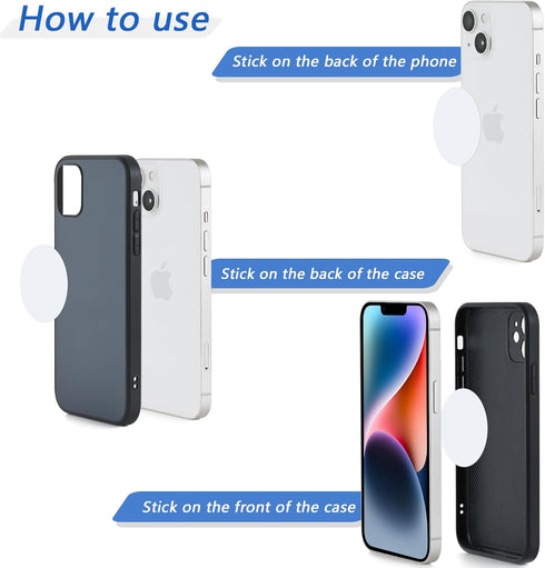 Phone Magnets for Back of Phone, Universal Metal Plates, 2 Rectangular and 2 Round with Adhesive, car Phone Magnets (White)......