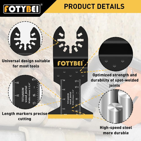 Titanium Oscillating Multi Tool Blades, Oscillating Saw Blades for Wood Metal Plastic Nails Cutting, Fit Dewalt Bosch Milwaukee Makita Rockwell...