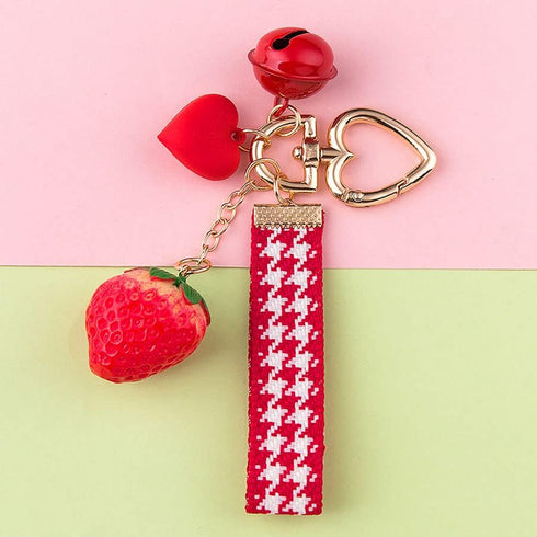 Keychain Strawberry and Bell Pendant Keyring Key Holder Men Women Key Chain Wallet Bag Pendant Charms Gift for Birthday Christmas Festival...