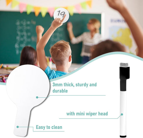 4PCS 5x8.6 Inch Dry Erase Paddles, Handheld Whiteboard and 2 Black Marker Set Handheld Double Sided Auction Paddles, Student Acrylic Answer Boards...