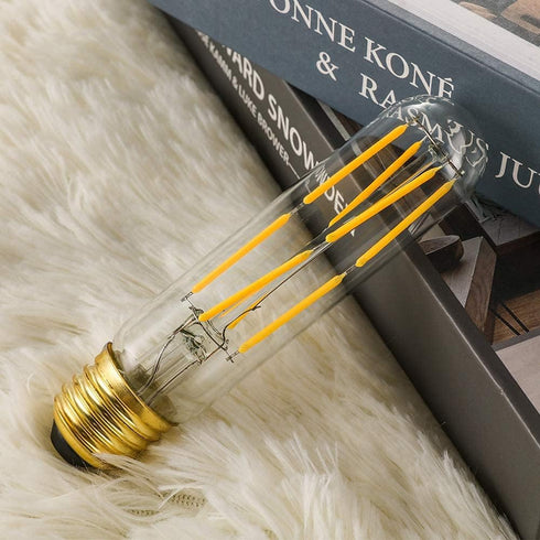 XININSUN T10 Led Bulb, 8W Dimmable Led Tubular Bulbs, 75-100 Watt Equivalent, 2700K Soft Warm White,850lm, Clear Glass, E26 Base Lamp Bulb, for Ca...