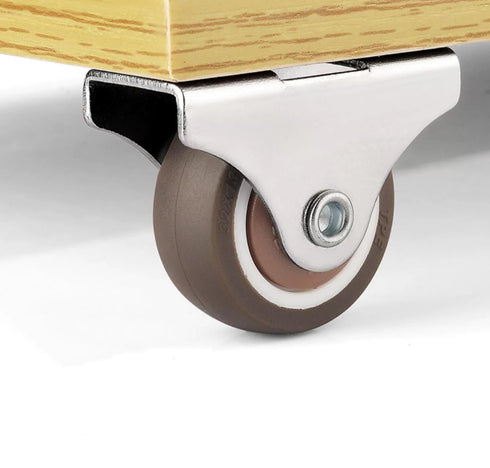 1 inch Fixed Caster Wheels -Small Caster Wheels + Screws-Low Profile Castor - Set of 8 No Floor Marks Silent Casters - Mini Wheels for Cart?Brown?...