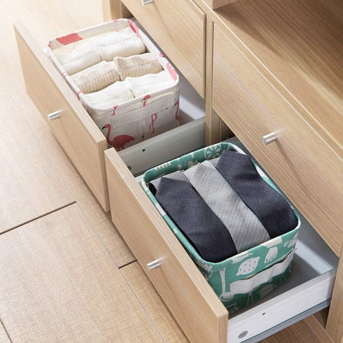 Foldable Storage Basket - Set of 6 Small Collapsible Canvas Containers Organizers with Handle for Home Decor or Storing Toys, Keys, Sundries, Litt...