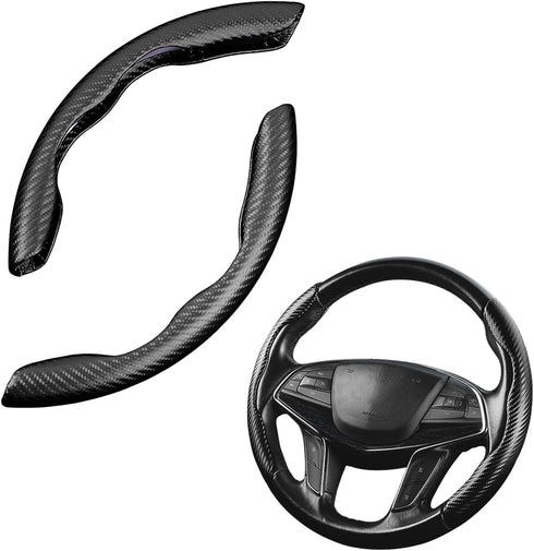 Steering Wheel Cover, 2PCS Segmented Steering Wheel Protector, Carbon Fiber Anti-Slip and Durable Car Accessory, Universal Fit for Most Cars?SUVs ...