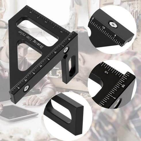 Imperial 3D Multi-Angle Measuring Ruler,45/90 Degree Aluminum Alloy Woodworking Square Protractor, Miter Triangle Ruler High Precision Layout Meas...