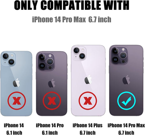 Nvollnoe for iPhone 14 Pro Max Case with Card Holder Heavy Duty Protective Dual Layer Shockproof Hidden Card Slot Slim Wallet Case for iPhone 14 P...
