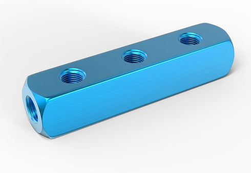 GASHER 2PCS Aluminum 3 Way 6 Port Pneumatic Manifold Air Distribution Block Splitter 1/4" Output Port 1/4" Supply Port...