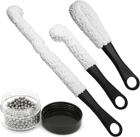 3 Pieces Decanter Cleaning Brush with 400 Pieces Cleaning Beads, Wine Glass Cleaner Brush Flexible Bottle Cleaning, Household Cleaning Tools for W...