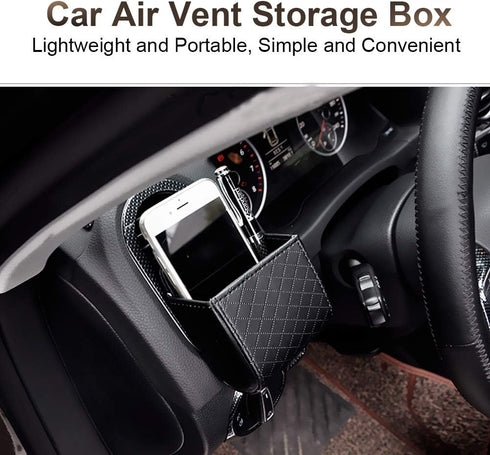 Keenso Universal Car Air Vent Organizer Box Storage Bag, Black Auto Seat Back Interior Case with Hook, Mount Outlet Storage Box Hanging Leather Co...