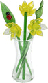 Red Co. Decorative Glass Lovely Flower Bouquet with Vase, Gift Boxed – Yellow Daffodils...