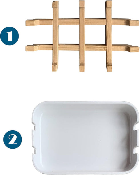 Aoheuo Modern Bamboo Fiber soap Holder and soap Dish Combination (Removable),5.12 Long by 3 Wide, 0.98 inches high, Used in Kitchens, bathrooms, a...