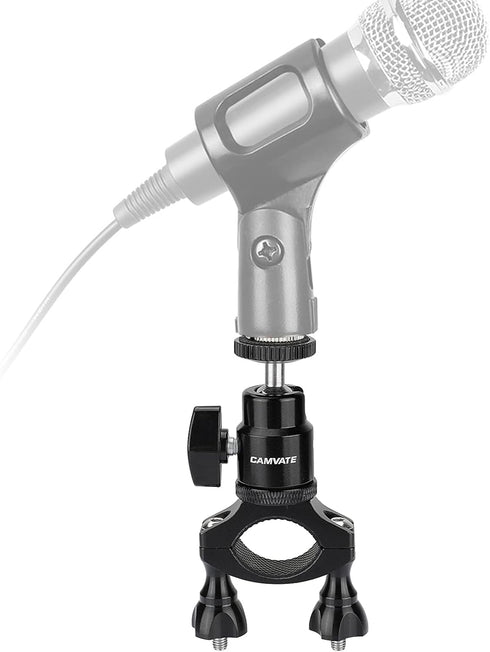 CAMVATE Rod Clamp Mount Holder (18mm -32mm) with Adjustable Ball Head & 5/8"-27 Male Thread Screw for Microphone Stand - 2856...