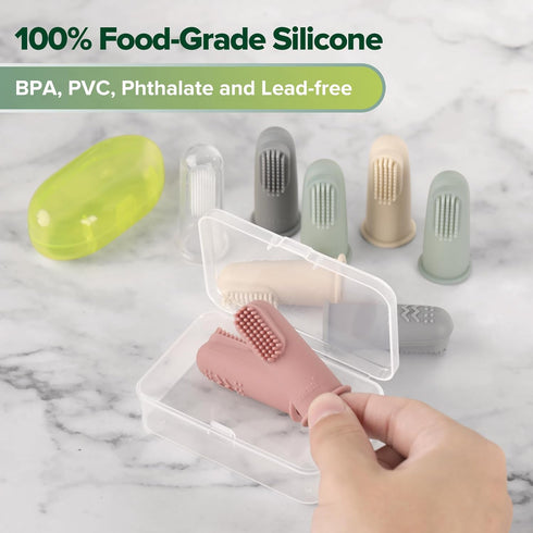 haakaa Silicone Baby Finger Toothbrush, Oral Care for Infants&Babies&Toddlers&Kids, Soft Food Grade Silicone, 0 Months+, 2 Pack, Blush...