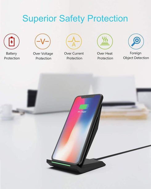 NANAMI Fast Wireless Charger with USB Phone Charger, Qi Certified Charging Stand with QC3.0 Adapter 7.5W Compatible iPhone 15/14/13/12/11,10W for ...