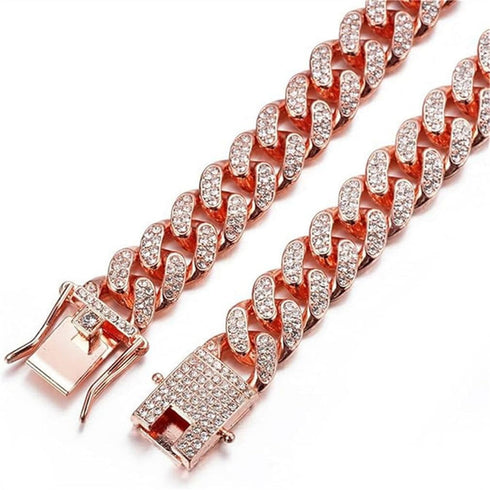 Dog Chain Collars, Diamond Necklace Metal Choke Cuban Link Dog Collar, 13mm Wide Pet Jewelry for Puppy Small Medium Large Dogs Cats Gold (14inch)...