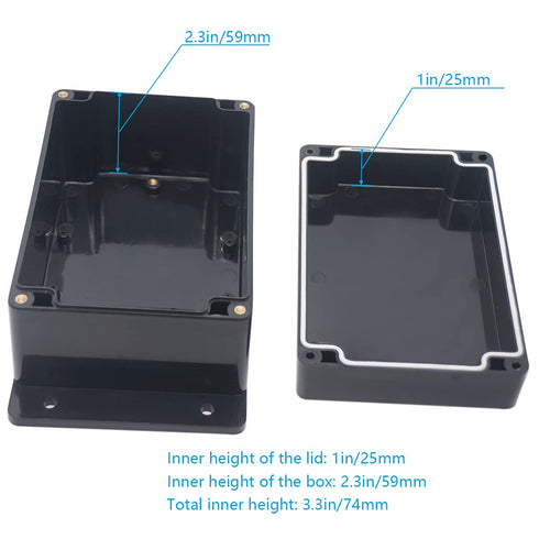 Junction Box, Zulkit Project Box Waterproof Dustproof IP65 ABS Universal Electrical Boxes Enclosure with Fixed Ear Black 6.30 x 4.33 x 3.54 inch (...
