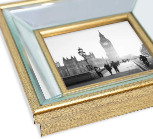 Isaac Jacobs 4x6 Gold Beveled Mirror Picture Frame - Classic Mirrored Frame with Deep Slanted Angle Made for Wall Décor Display, Photo Gallery and...