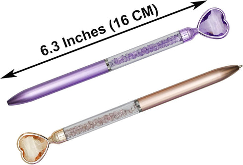 Maydahui 20PCS Heart Shaped Ballpoint Pens Retractable Bling Rhinestones Pen Colorful Crystal Quicksand Pens Black Ink for Valentine's Day School ...