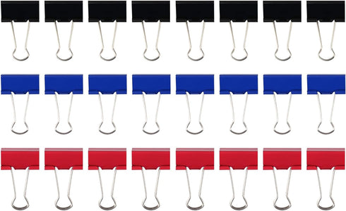 24 Pcs Medium Binder Clips, 1.25 inches(32mm), Paper Clamps Medium Size for Office Supplies, 3 Vibrant Colors...