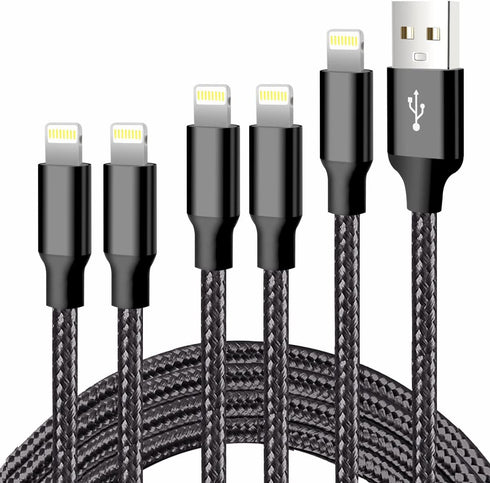 cugunu iPhone Charger, 5 Pack 3/3/6/6/10FT Apple MFi Certified USB Lightning Cable Nylon Braided Fast Charging Cord Compatible for iPhone 14/13/12...