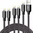 cugunu iPhone Charger, 5 Pack 3/3/6/6/10FT Apple MFi Certified USB Lightning Cable Nylon Braided Fast Charging Cord Compatible for iPhone 14/13/12...
