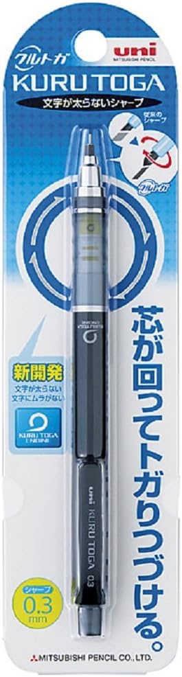 Uni Kurutoga Mechanical Pencil Standard, 0.3mm, Black (M34501P.24)...