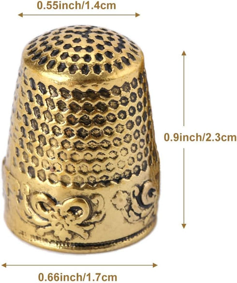 Mtsooning Metal Sewing Thimble, 2PCS Brass Ring Thimbles,Antique Fingertip Shield Quilting Accessories for Embroidery Needlework Knitting DIY Craf...