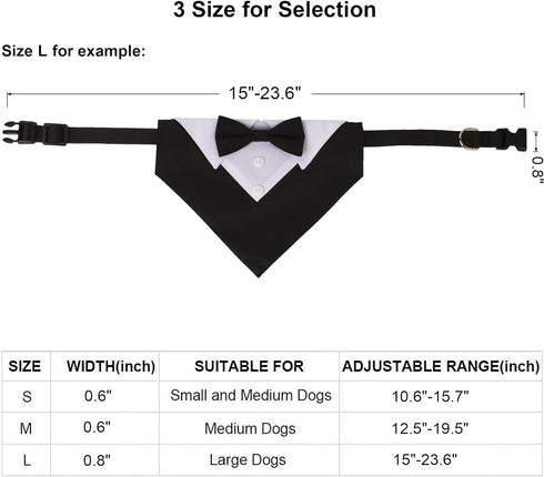 ADOGGYGO Formal Dog Tuxedo Wedding Dog Bandana Collar Dog Collar with Bow Tie Adjustable Dog Bowtie Collar Bandana for Small Medium Large Dog Pet ...