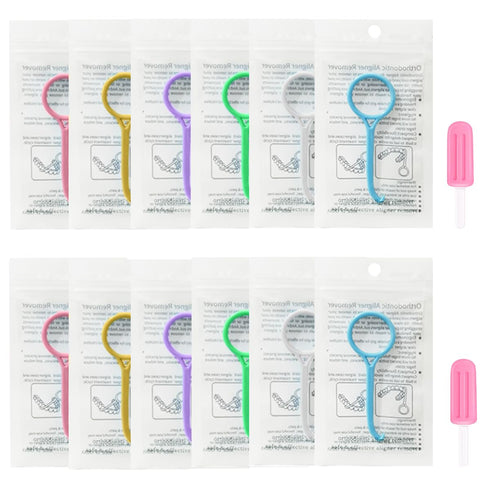 12PCS Clear Aligner Removal Tools with 2 PCS Aligner Chewies Accessories for Invisible Retainers and Dentures, Dental Orthodontic Aligner Removal ...