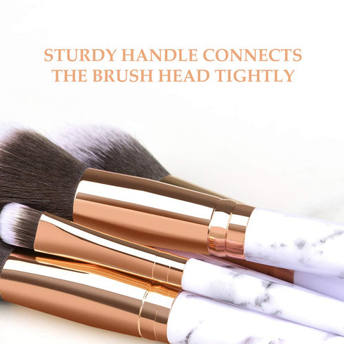 HEYMKGO Makeup Brushes Professional Marble Makeup Brush Set, Soft and Odor-free Natural Synthetic Bristles,10pcs Makeup Brush + 2 Makeup Sponge + ...