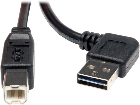 Tripp Lite Universal Reversible USB 2.0 Hi-Speed Cable (Right / Left Angle Reversible A to B M/M) 3-ft.(UR022-003-RA)...
