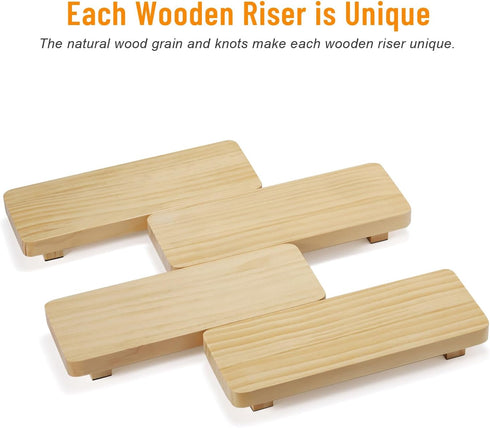 Pine Wood Riser for Home Decor, Small Plant Stands, Decorative Wood Risers, Wood Pedestal Stand, Rustic Wooden Trays for Kitchen Counters (11.8x4....