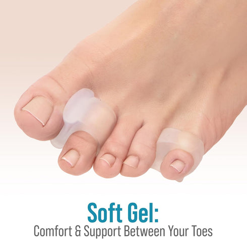 5 STARS UNITED Toe Spacers for Men & Women – 4 Big and 2 Pinky Gel Separators for Overlapping & Curled Toes, Bunions, Alignment - Diabetic Foot Ca...