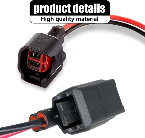 Pack-2 Automotive EV6 EV14 Fuel Injector Connector, Fuel Injector Pigtail Connector Plug Wire, Fuel Injector Connector with Wire, Universal EV6 EV...