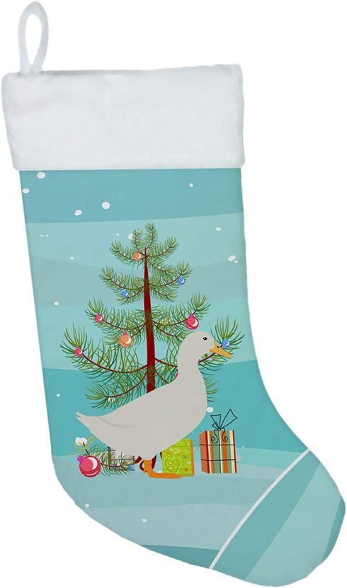 Caroline's Treasures BB9227CS American Pekin Duck Christmas Christmas Stocking, Teal Fireplace Hanging Stockings Christmas Season Party Decor Fami...