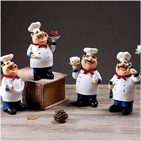American Holding Spoon Resin Chef Figurine Model Cooking Crafts Statue Ornament for Home Bar Shop Restaurant Coffee Tabletop Kitchen Housewarming ...