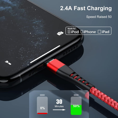 Essri for Phone Charger Cord 1FT 2Pack, USB to Lighting Cable 1 Feet, Nylon Braided Long Charging Cable 1 Foot Compatible with iPhone 14/13/12/11/...