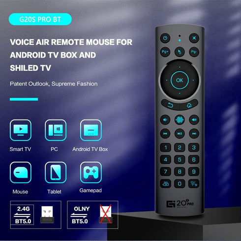 Bluetooth Voice Remote Control,USB Wireless Voice Control Sensing Backlit Air Remote Mouse with IR Learning for PC,Projector,Smart TV,Android TV B...