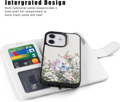 LUMARKE Designed for iPhone 12 Wallet Case, iPhone 12 Pro Case - Flip Folio Cover - 4 Card Slots Holder - Leather Magnetic Kickstand - Shockproof ...