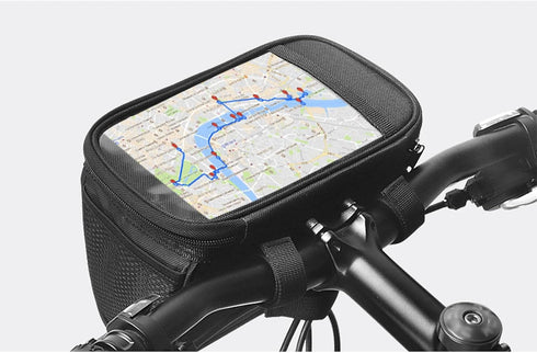 Bike Handlebar Bag Bicycle Basket Waterproof Mountain Cycling Pack with Touchable Transparent Cell Phone Pouch Reflective Stripe Bike Front Basket...