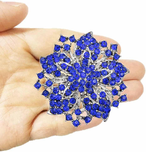 4pcs Big Blue Crystal Silver Plated Brooch for Wedding Bouquet...